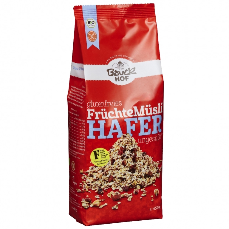 Musli ovaz integral 19%fructe fara gluten eco 450g - BAUCK HOF