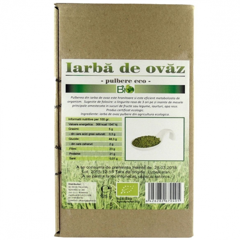 Pulbere iarba ovaz eco 125g - DECO ITALIA