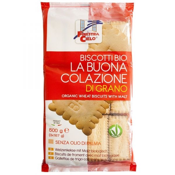 Biscuiti vegani grau mic dejun bio 500g - LA FINESTRA SUL CIELO