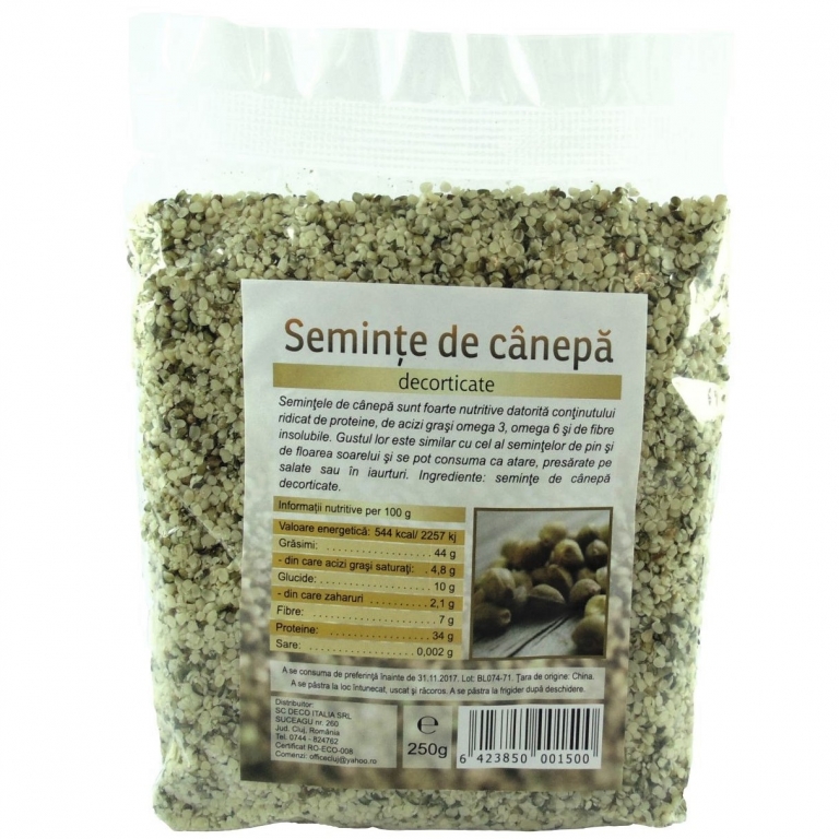 Seminte canepa decorticate natur 250g - DECO ITALIA