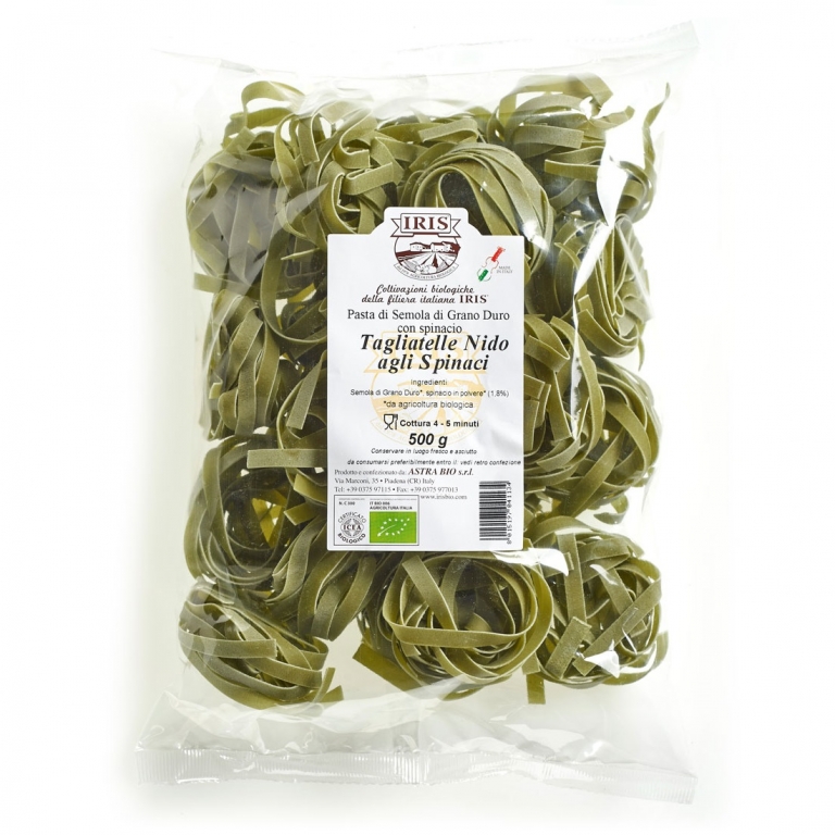 Paste tagliatelle cuib grau spanac eco 500g - IRIS BIO