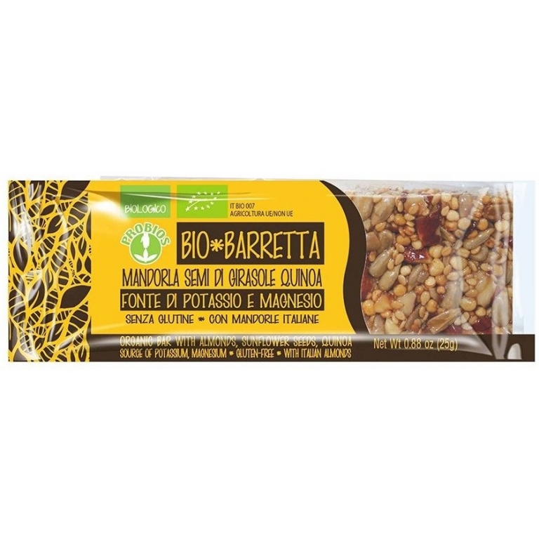 Baton migdale floarea soarelui quinoa fara gluten eco 25g - PROBIOS