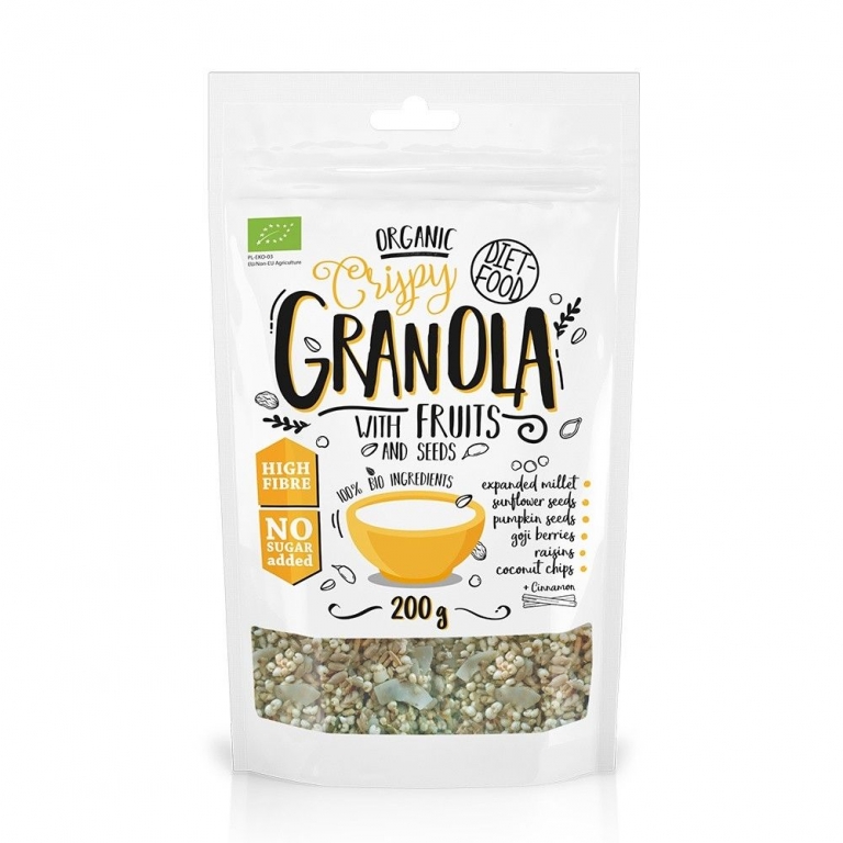 Granola crispy fructe seminte bio 200g - DIET FOOD