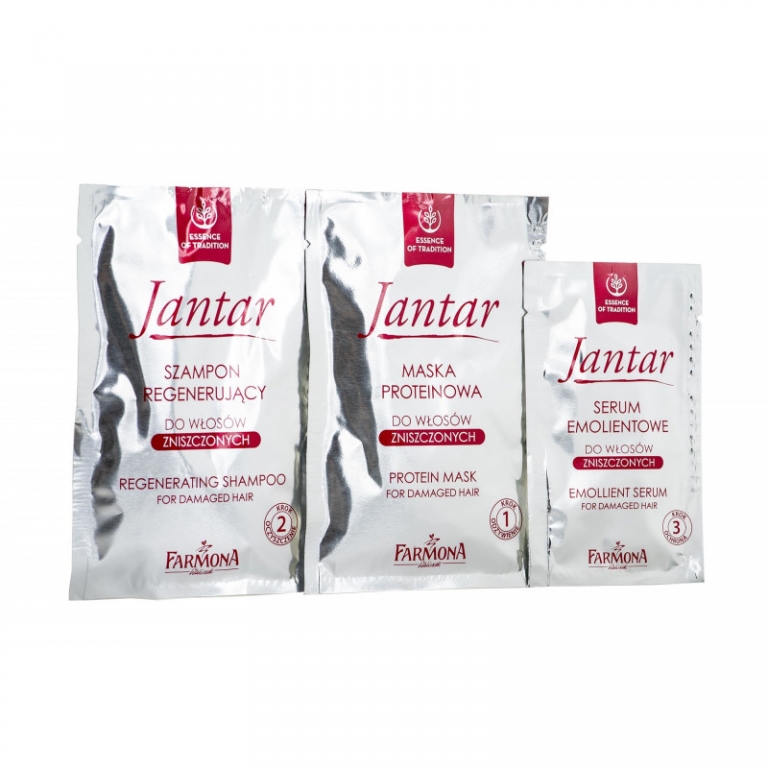 Kit tratament par deteriorat [masca 17ml+sampon 15ml+ser 5ml] Jantar 3b - FARMONA