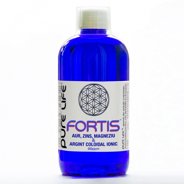 Aur zinc magneziu argint coloidal 20ppm Fortis 480ml - PURE LIFE