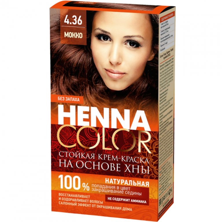 Vopsea crema par permanenta fara amoniac 4.36 mocca 115ml - HENNA COLOR