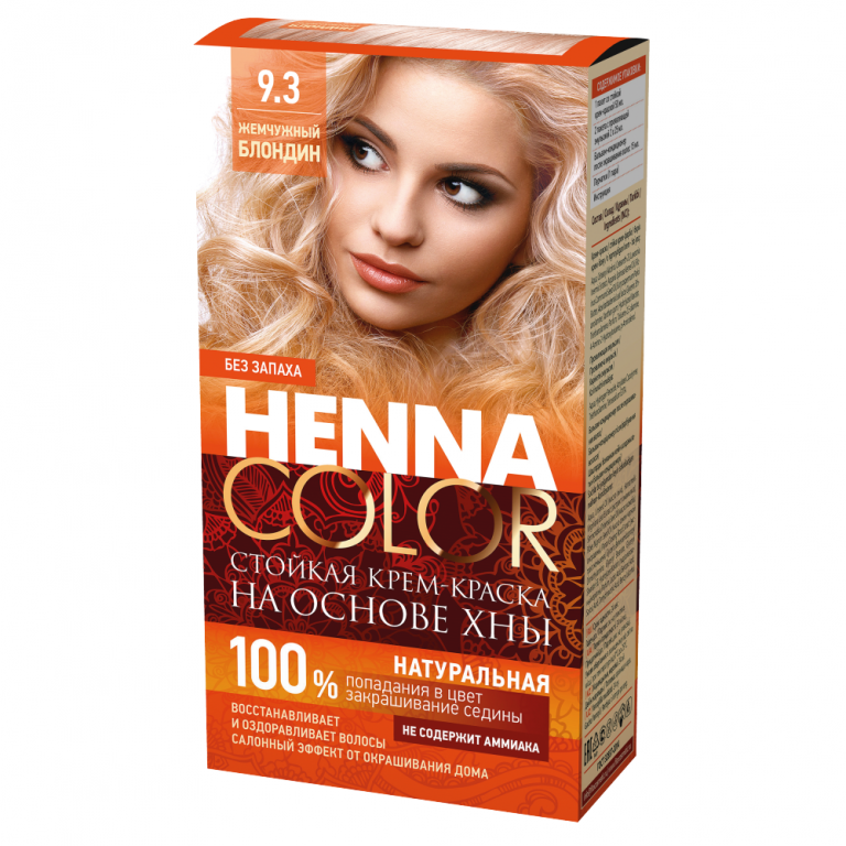 Vopsea crema par permanenta fara amoniac 9.3 blond perlat 115ml - HENNA COLOR