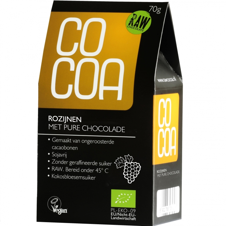 Stafide in ciocolata neagra raw eco 70g - COCOA