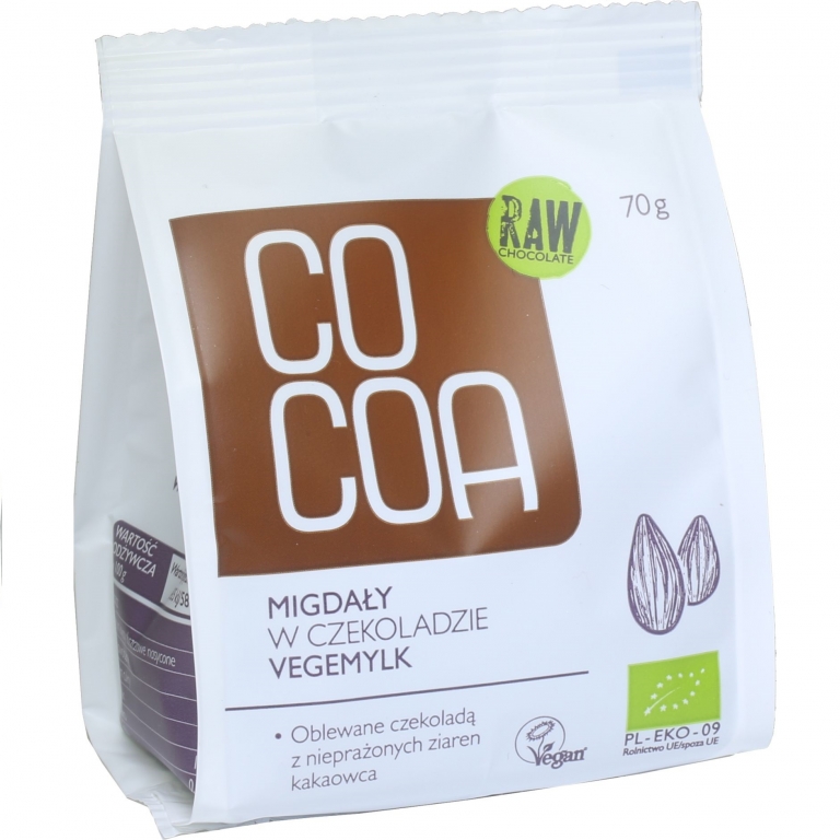 Migdale in ciocolata neagra raw eco 70g - COCOA