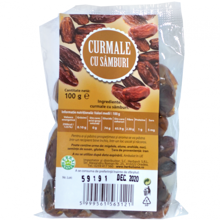 Curmale uscate cu samburi 100g - HERBAL SANA