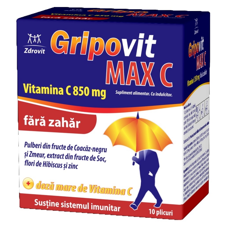 Gripovit Max C fara zahar 10pl - NATUR PRODUKT