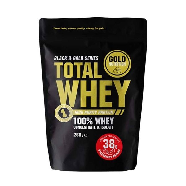 Pulbere proteica Total Whey capsuni banane 260g - GOLD NUTRITION