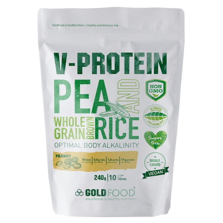 Pulbere proteica vegana V Protein arahide 240g - GOLD NUTRITION