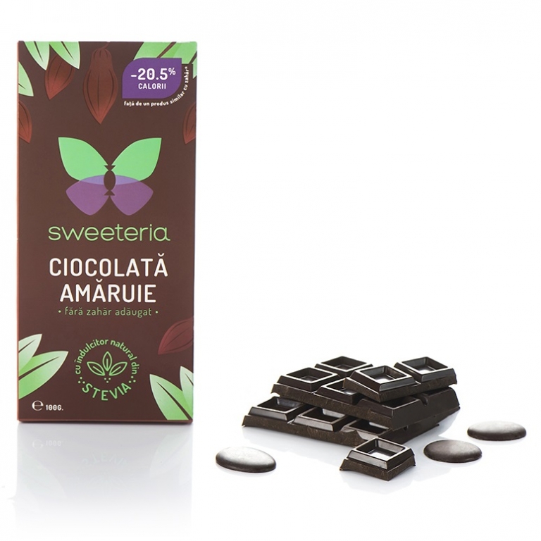 Ciocolata amaruie 70%cacao fara zahar 100g - SWEETERIA