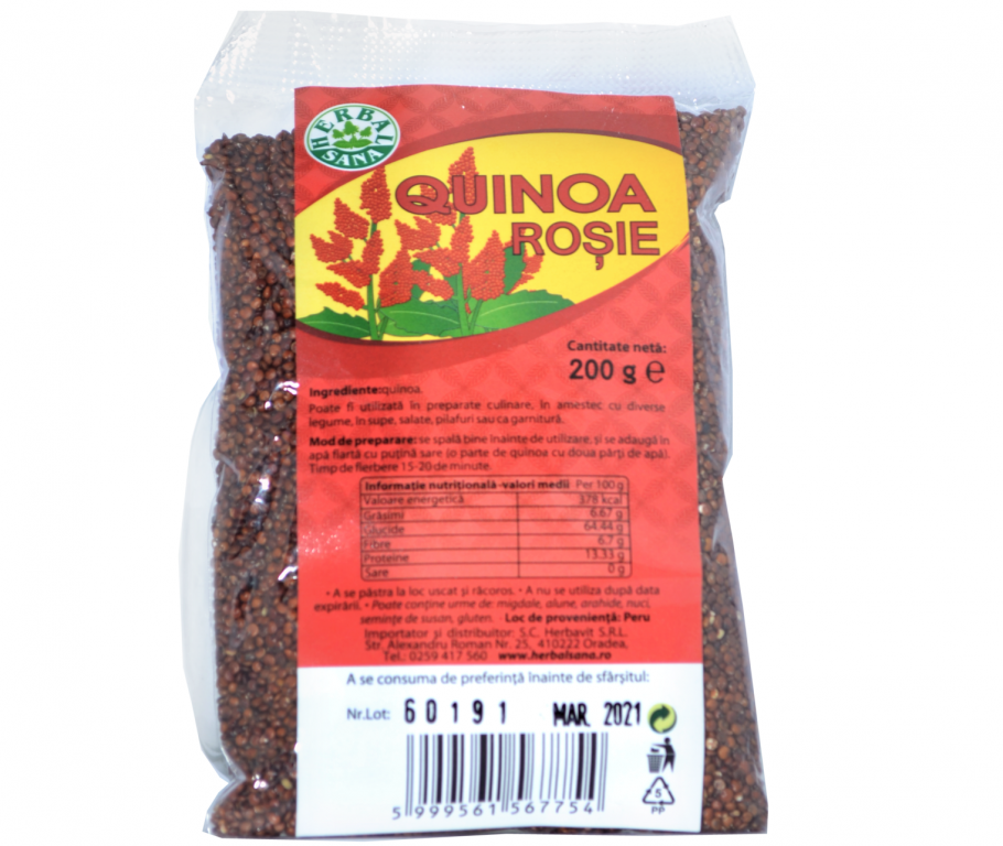 Quinoa rosie boabe 200g - HERBAL SANA