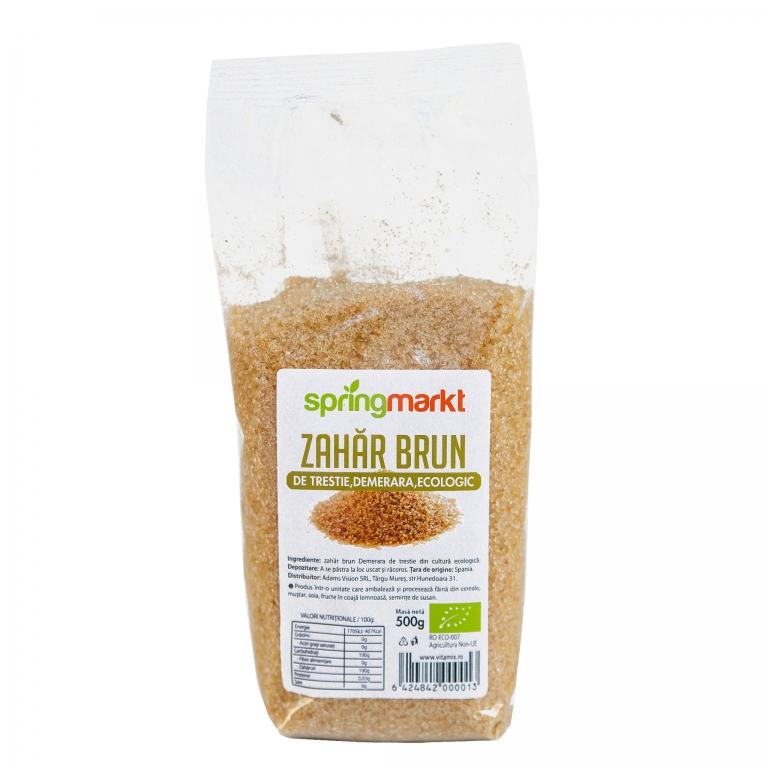 Zahar brun trestie Demerara eco 500g - SPRINGMARKT