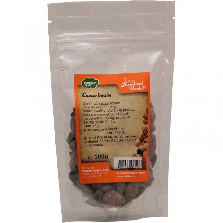 Cacao boabe natur 100g - PARADISUL VERDE