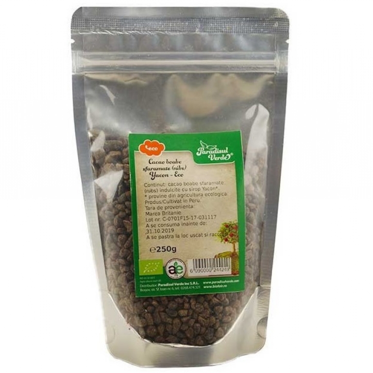 Cacao boabe sfaramate nibs Yacon eco 250g - PARADISUL VERDE