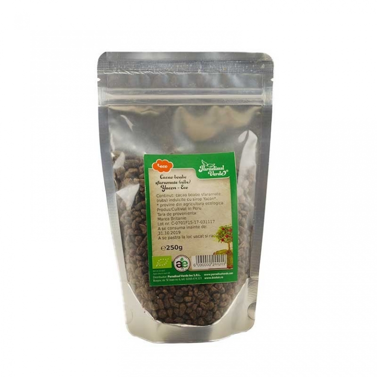 Cacao boabe sfaramate nibs eco 250g - PARADISUL VERDE