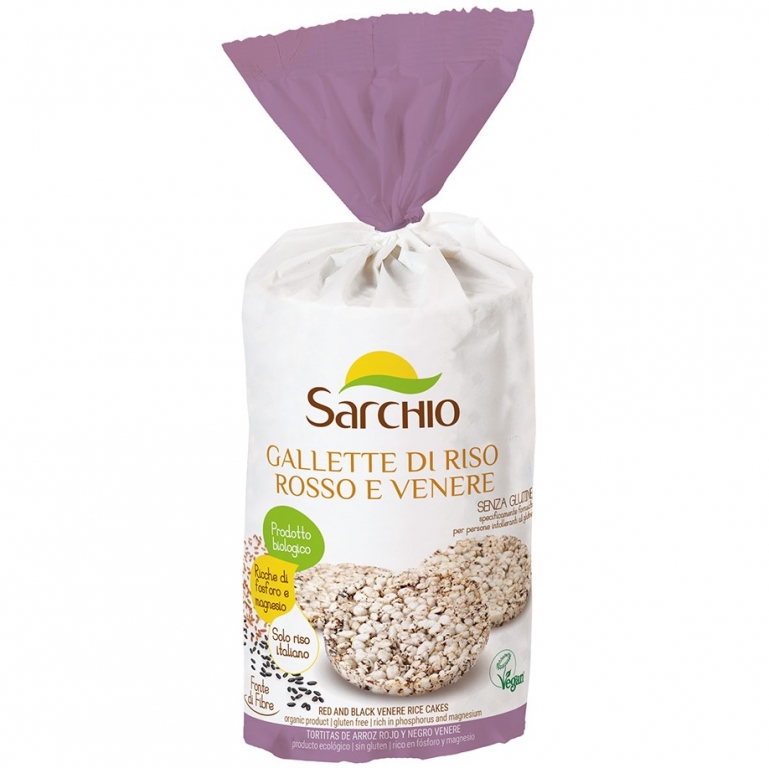 Rondele expandate orez rosu negru fara gluten eco 100g - SARCHIO