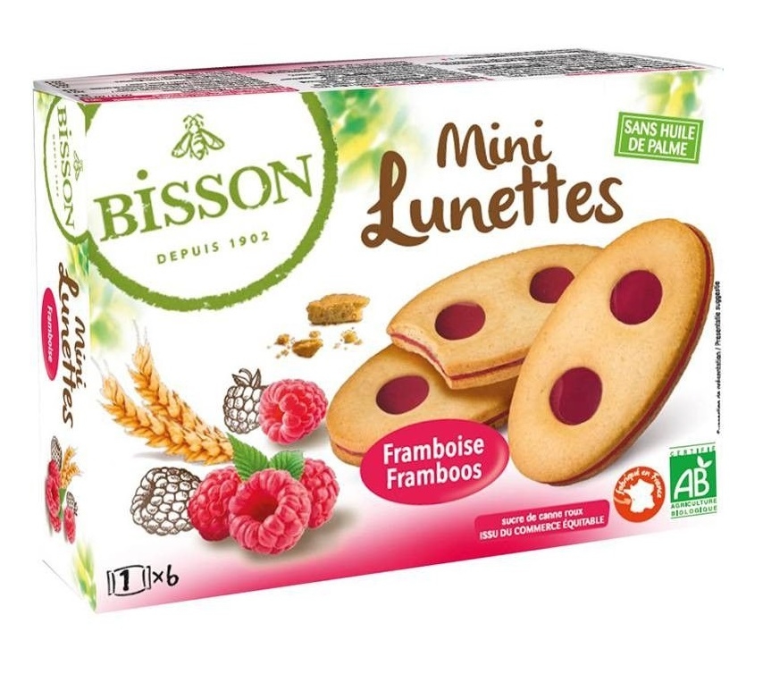 Biscuiti mini ochelari zmeura eco 175g - BISSON