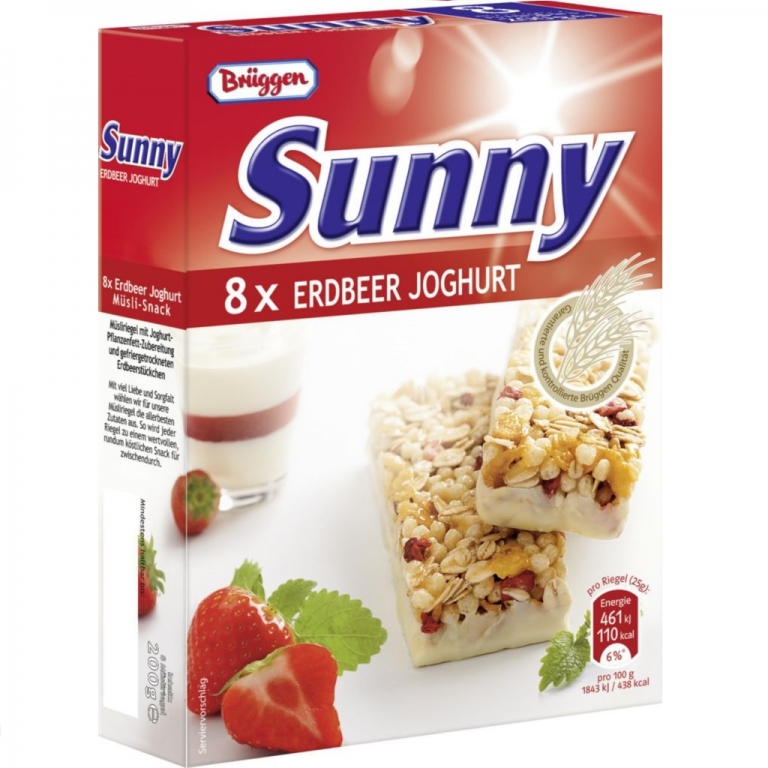 Batoane cereale capsuni iaurt Sunny 8x25g - BRUGGEN