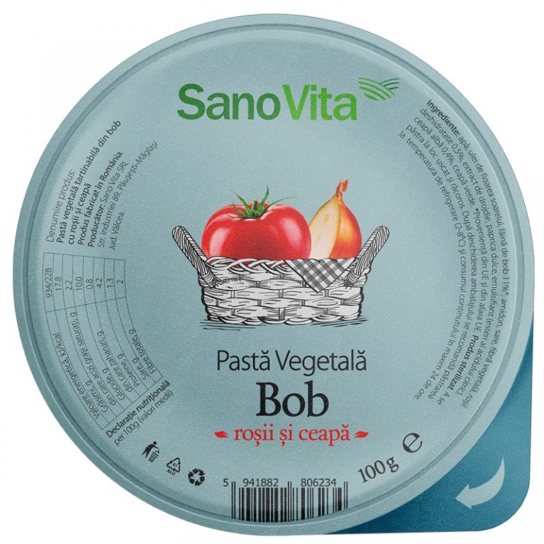 Pate vegetal bob rosii ceapa 100g - SANOVITA