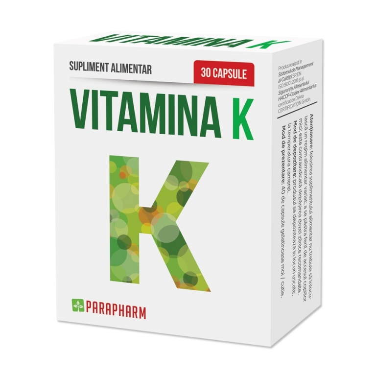 Vitamina K 100mg 30cps - PARAPHARM