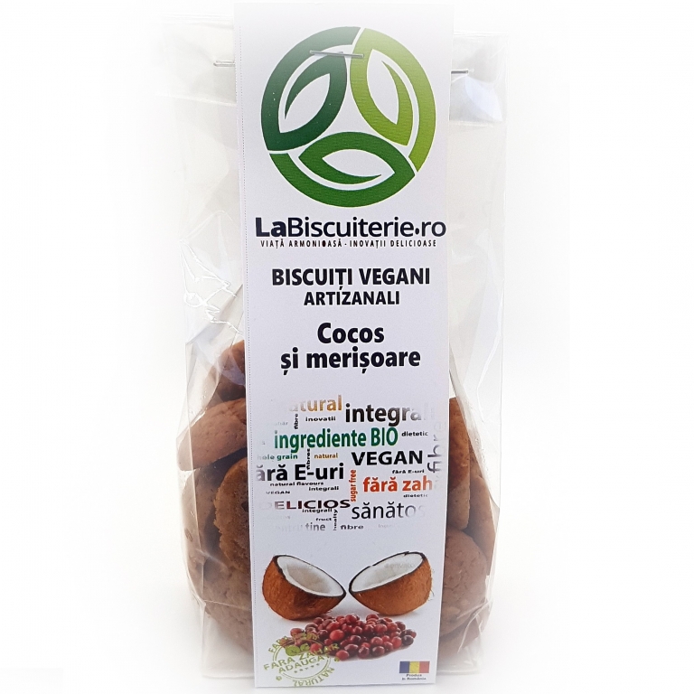 Biscuiti vegani merisor cocos fara zahar 140g - BISCUITERIE