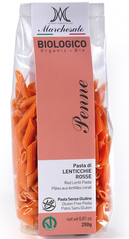 Paste penne linte rosie fara gluten bio 250g - MARCHESATO