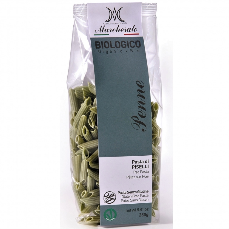 Paste penne mazare verde fara gluten bio 250g - MARCHESATO