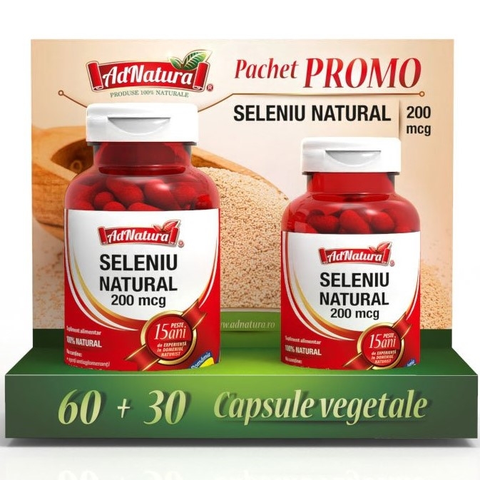 Pachet Seleniu natural 200mcg 60+30cps - ADNATURA