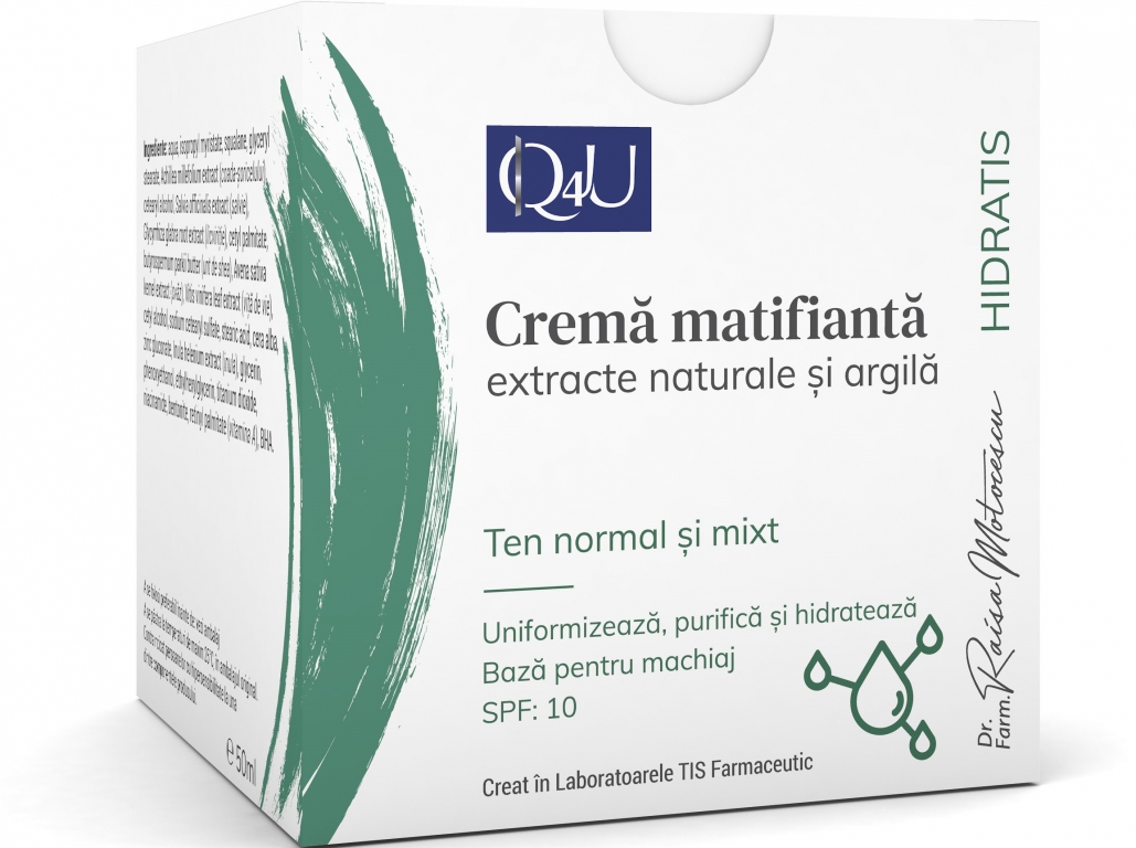 Crema matifianta fata extracte naturale argila Q4U HidraTis 50ml - TIS