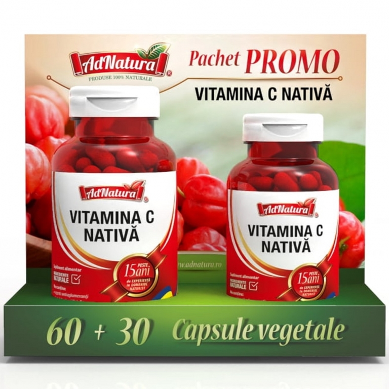 Pachet Vitamina C nativa 60+30cps - ADNATURA