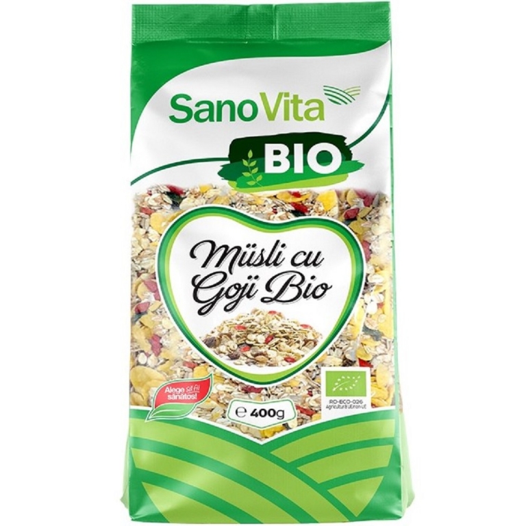 Musli cu goji fara zahar bio 400g - SANOVITA