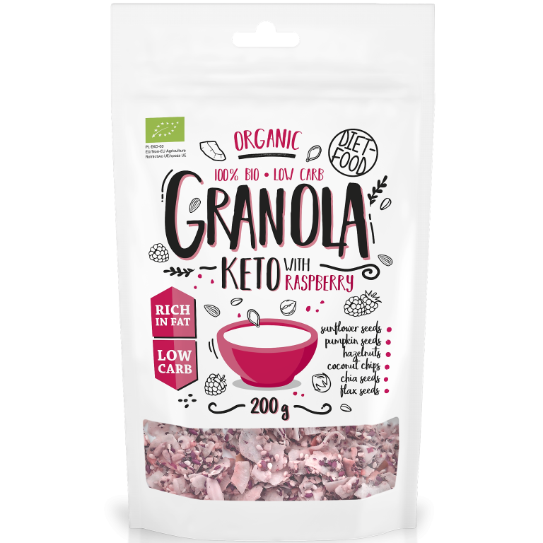 Granola keto zmeura bio 200g - DIET FOOD