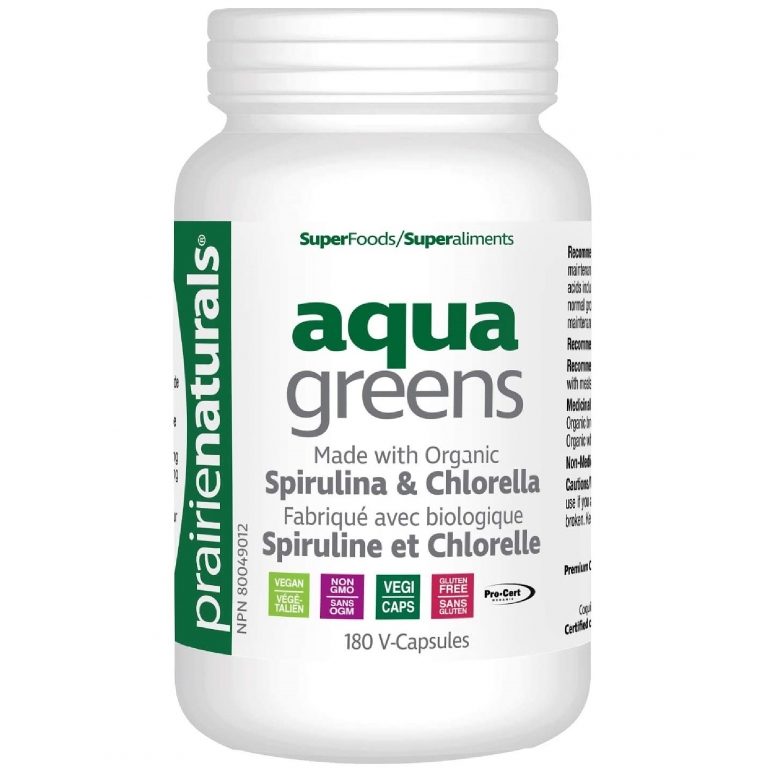 Aqua Greens [spirulina chlorella] organic 180cps - PRAIRIE NATURALS