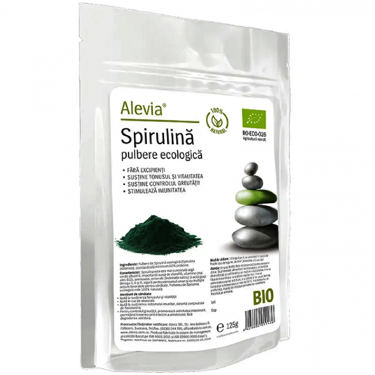 Pulbere spirulina ecologica 125g - ALEVIA