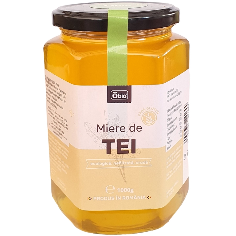 Miere tei cruda nefiltrata bio 1000g - OBIO