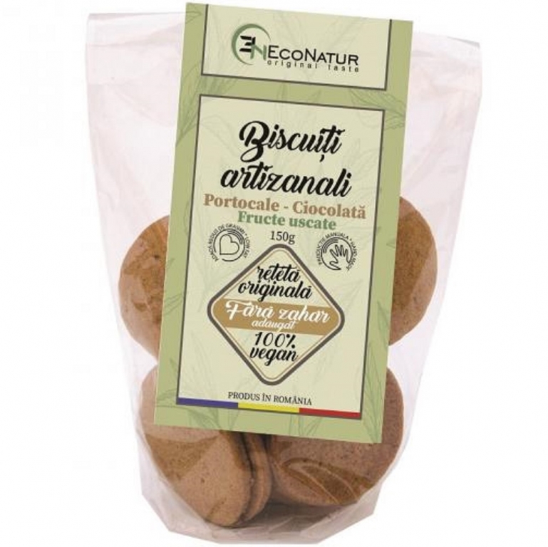 Biscuiti artizanali portocale ciocolata fructe uscate fara zahar 150g - ECONATUR