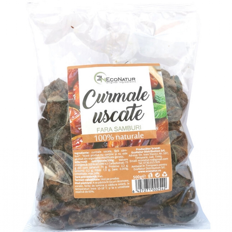 Curmale uscate fara samburi 500g - ECONATUR