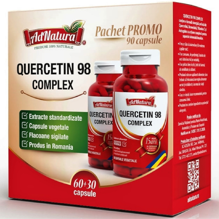 Pachet Quercetin 98 complex 60+30cps - ADNATURA