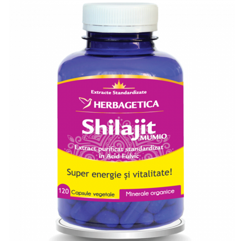 Super Shilajit [Mumio] 350mg extract cu 60% acid fulvic 120cps - HERBAGETICA