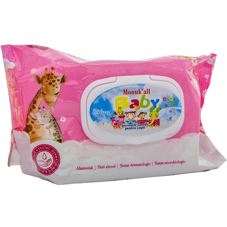 Servetele umede cu capac pink baby 72b - MONUK`ALL