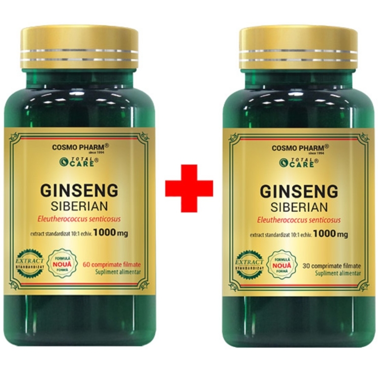 Pachet Ginseng siberian 1000mg 60+30cps - COSMO PHARM