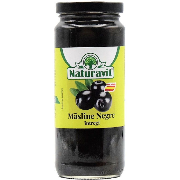 Masline negre intregi in saramura 340g/366ml - NATURAVIT