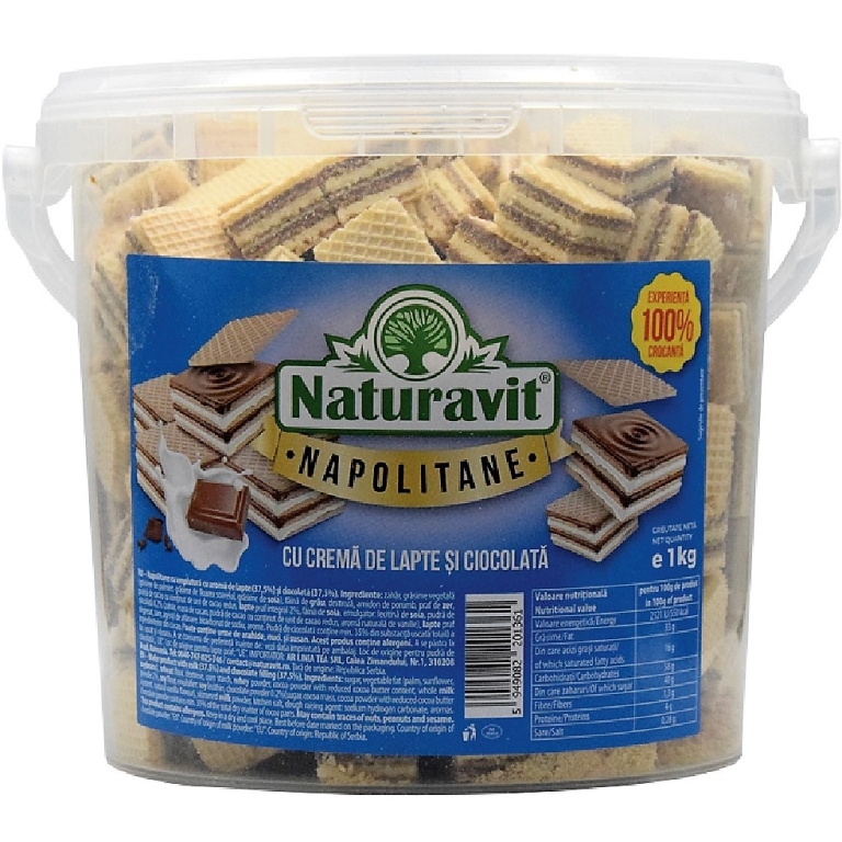 Napolitane crema lapte ciocolata 1kg - NATURAVIT