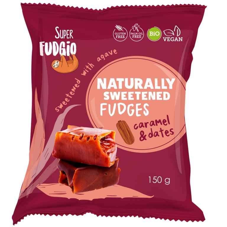 Caramele vegane caramel curmale fara gluten bio 150g - SUPER FUDGIO