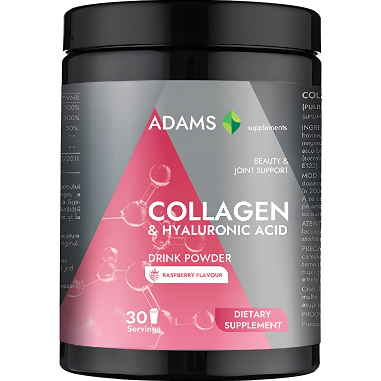 Pulbere colagen & acid hialuronic zmeura Active Line 600g - ADAMS SUPPLEMENTS