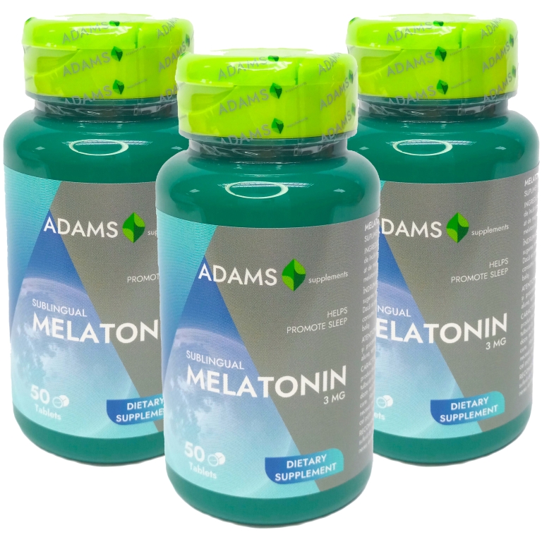 Pachet Melatonina 3mg 3x50cp - ADAMS SUPPLEMENTS